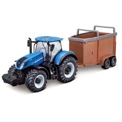 10cm Scale Bburago New Holland T7.315 With Livestock Trailer 1