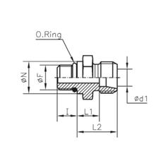 Sparex UNF Stud Coupling 3/4\'\' UNF Male with O-Ring x 15L Male 4