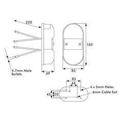 Rear Combination Light, (Halogen), Function: 4, Brake / Tail / Indicator / Number Plate, RH & LH, 12V 3