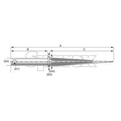 Loader Tine - Straight 850mm, (Star) 4