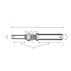 Lower link implement pin dual 28 - 36x209mm, Thread size  M30x42mm Cat. 2/3 (Ø28/36mm) 2