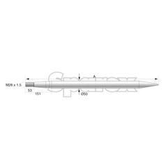 Loader Tine - Straight 970mm, Thread size: M28 x 1.50 (Round) 4