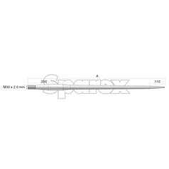 Loader Tine - Straight 810mm, Thread size: M30 x 2.00 (Square) 4
