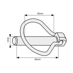 Pear Linch Pin, Pin Ø8mm x 62mm 3