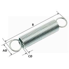 Tension Spring, Spring Ø27mm, Wire Ø3mm, Length: 139mm. 2