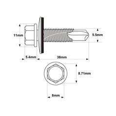 HexH (TEK) Screw, 5.5x38mm (DIN 7504K) 2