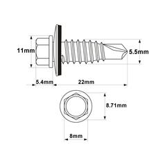 HexH (TEK) Screw, 6.3x22mm (DIN 7504K) 2
