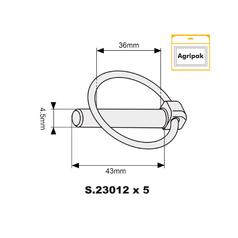 Agripak 5 pcs. Round Linch Pin 4.5mm x 43mm 4