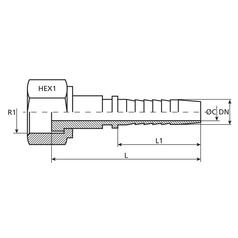 Dicsa ORFS Hose Insert 3/4\'\' x 1 3/16\'\' Female Thread Straight Swivel 3