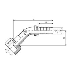 Dicsa ORFS Hose Insert 3/4\'\' x 1 7/16\'\' Female Thread 135° Swept Swivel 3