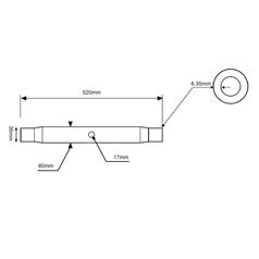Top Link Centre Tube  - M36 x 3.00 Metric - 520mm 2