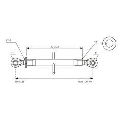 Top Link (Cat.2/2 (Ø25/25mm)) Ball and Ball,  1-1/8, Min. Length: 660mm. 3