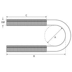 U Bolt- M8x34mm Length: 60mm 2