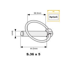 Agripak 5 pcs. Round Linch Pin 9mm x 44.5mm 4