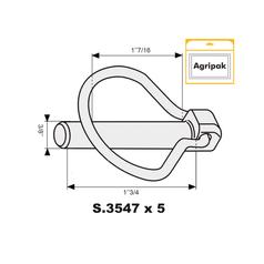 Agripak 5 pcs. Pear Linch Pin 9.5mm x 44.5mm 4