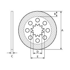Intermediate Handbrake Disc, OD: 136mm. 2