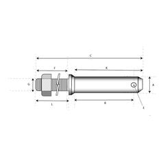 Lower link implement pin  Thread size  Cat. 2