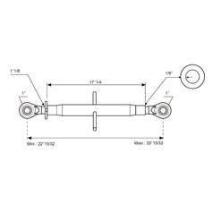 Top Link (Cat.2/2 (Ø25/25mm)) Ball and Ball,  1-1/8, Min. Length: 570mm. 3