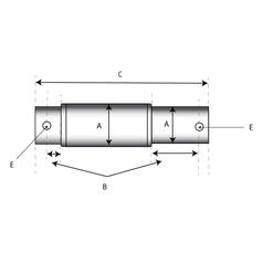 Lower link implement pin dual 22 - 28x213mm, Thread size   Cat. 1/2 (Ø22/28mm) 2