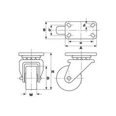 Turning Rubber Castor Wheel - Capacity: 205kgs, Wheel Ø: 200mm 2