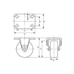 Fixed Plastic/Nylon Castor Wheel - Capacity: 130kgs, Wheel Ø: 100mm 2