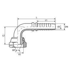 Dicsa BSP 60° Hose Insert 5/8\'\' x 5/8\'\' Female Thread 90° Swept Swivel 3