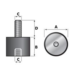 Anti Vibration Mount - Bolt to Taper, Ø20mm. 2