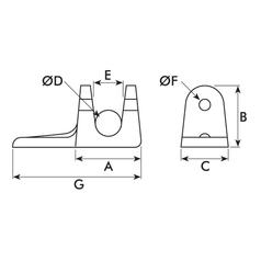 Tail Board Forket - Weld On, Pin Ø27mm (130mm) 2