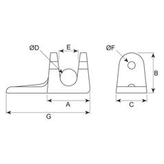 Tail Board Forket - Weld On, Pin Ø21mm (90mm) 2