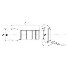 Coupling with Hose End - Male 5\'\' (133mm) x5\'\' (125mm) (Galvanised) 2