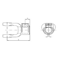 PTO Yoke - Interfering Clamp Bolt (U/J Size: 30.2 x 92mm) Bore Ø40mm, Key Size: 12mm. 3