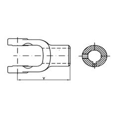 PTO Yoke - Keyed Yoke (U/J Size: 30.2 x 92mm) Bore Ø30mm, Key Size: 8mm. 3