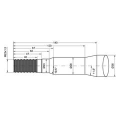 Loader Tine - Cranked 880mm, Thread size: M22 x 1.50 (H - fluted) 2