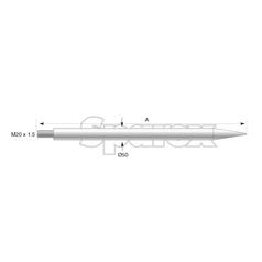 Loader Tine - Straight 1100mm, Thread size: M20 x 1.50 (Round) 4