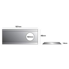 Mower Blade - Twisted blade, top edge sharp & parallel - 107x48x4mm - Hole Ø18.5mm - RH - Replacement for Vicon 2