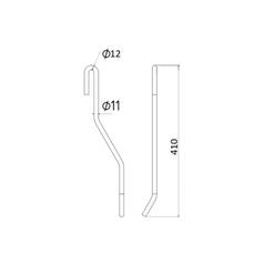 Tedder haytine - RH -  Length: 420mm, Width Ø11mm - Replacement for Vicon 2