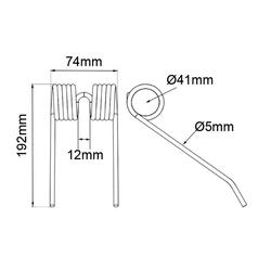 Pick-Up Tine Length:192mm, Width:74mm, Ø5mm - Replacement for New Holland 2