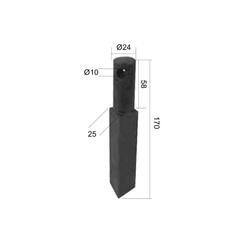 Rotavator Blade Straight 25x25mm Height: Hole centres: Hole Ø: 10mm. Replacement for Howard 2