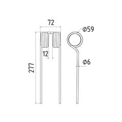 Tedder haytine Length: 275mm, Width: 75mm, Ø5.9mm - Replacement for Gustin 2