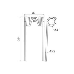 Pick-Up Tine Length:204mm, Width:76mm, Ø5.5mm - Replacement for Welger 2