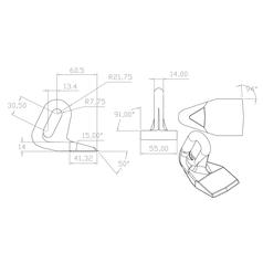 Hammer Flail, Top width: 13mm, Bottom width: 55mm, Hole Ø: 42 x 15.5mm, Radius 76mm - Replacement for Bomford, McConnel 3