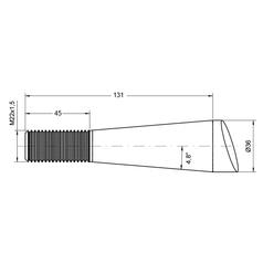 Loader Tine - Straight 1000mm, Thread size: M22 x 1.50 (H - fluted) 2