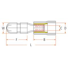 Pre Insulated Bullet Terminal, Standard Grip - Male, 5.0mm, Blue (1.5 - 2.5mm) 3